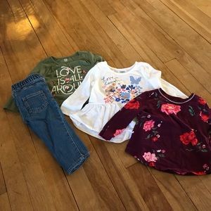Old navy tops and carters jeans 12 months